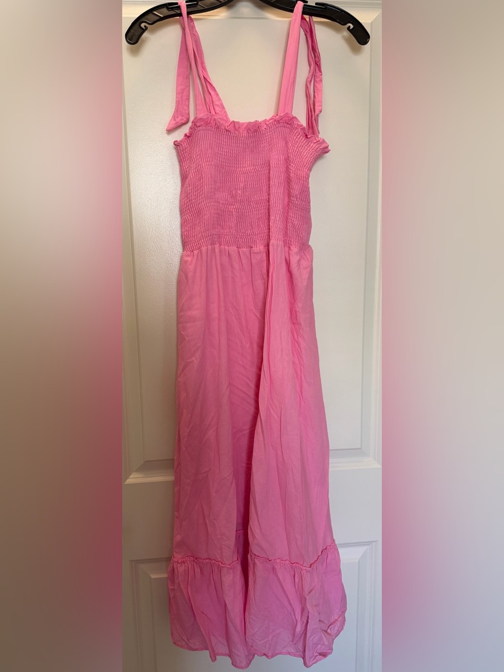 Peixoto Pink Smocked Sundress with Tie Straps